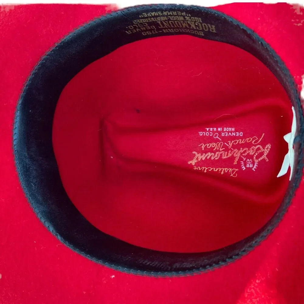Cowgirl Hat Vintage Rockmount Ranchwear Womens Red Fitted Wide Brim Size 6 7/8 - Picture 8 of 16